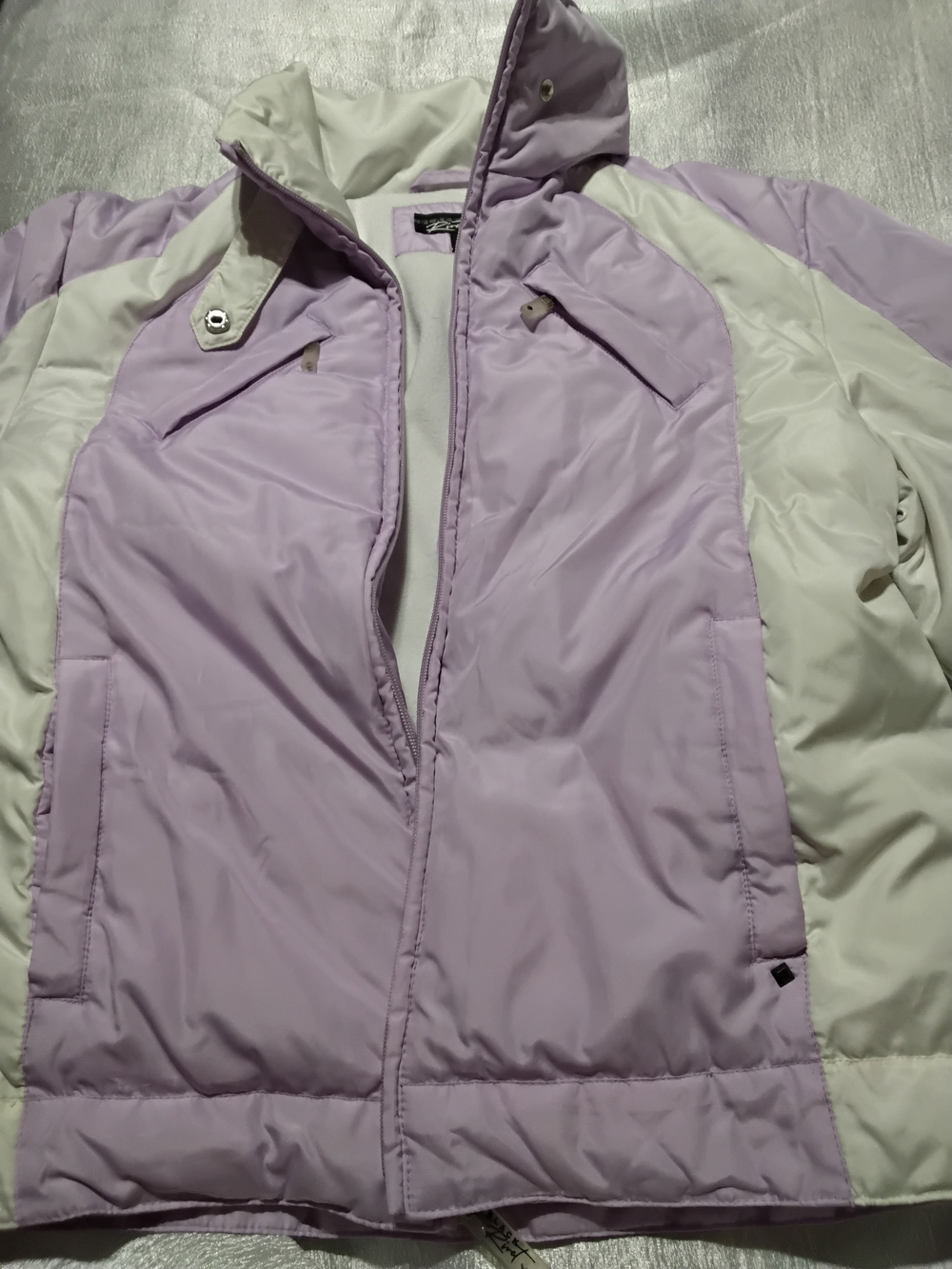 Black Rivet Lavender and Cream Women’s Puffer Jacket
